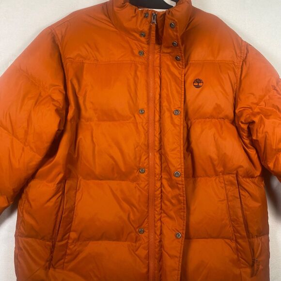 Timberland Duck Down Puffer Jacket Orange XL Quilted Winter Coat Style 2257J Men - Picture 7 of 13